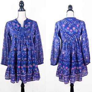 NWT Blue Boheme Sienna Long Sleeve Mini Dress, Indigo